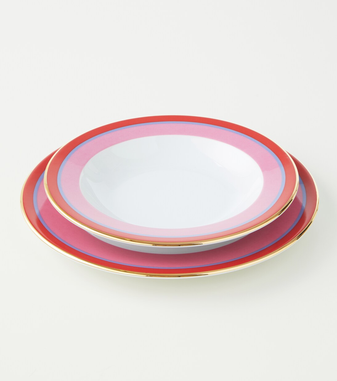 Rainbow Rosa set of 2 soup and dinner plates | La DoubleJ