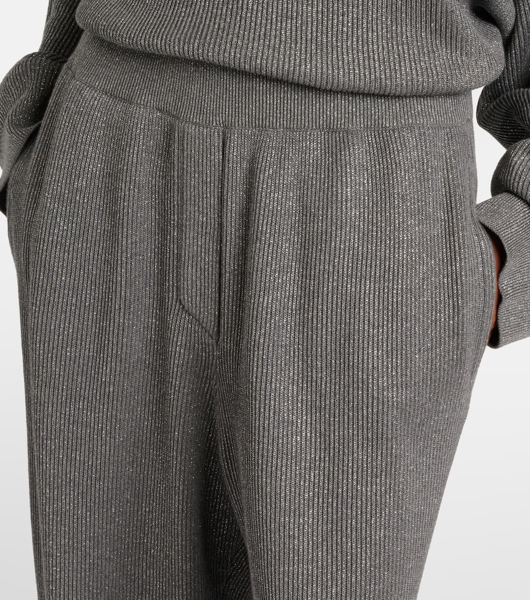 Pantalones anchos en lamé de mezcla de algodón | Brunello Cucinelli