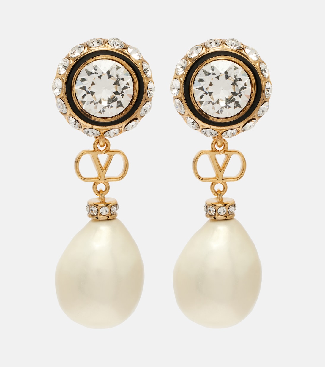 Ohrringe VLogo mit Kristallen und Zierperlen | Valentino