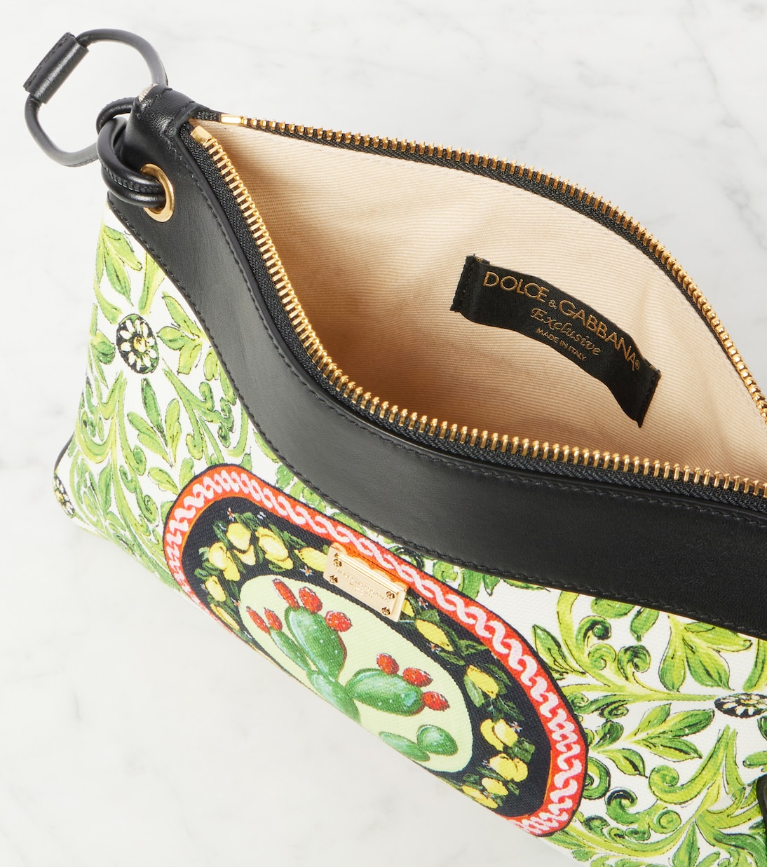 Printed leather-trimmed canvas pouch | Dolce&Gabbana