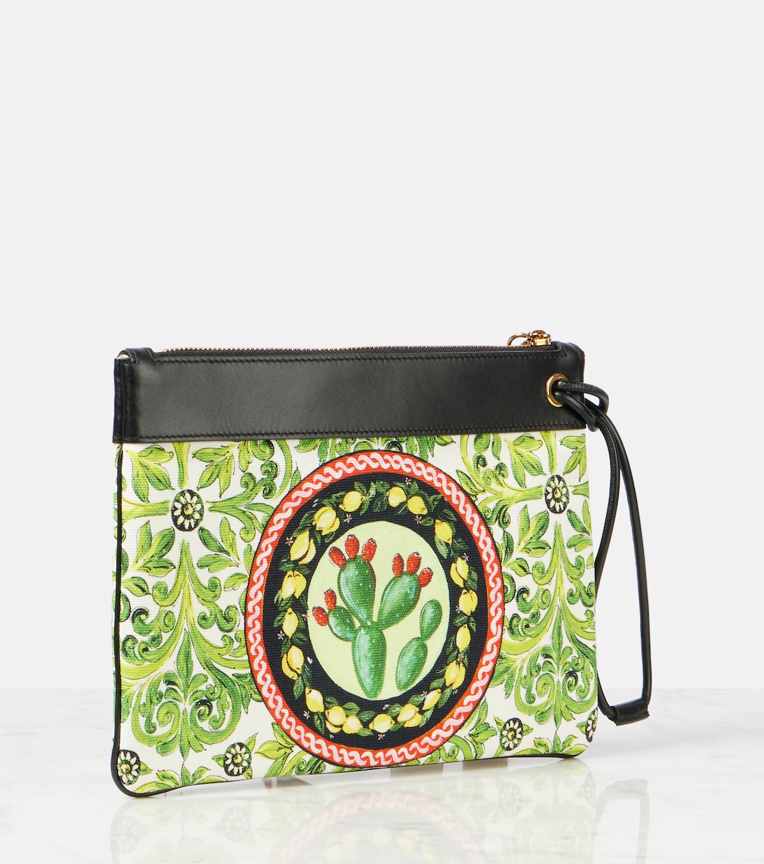 Printed leather-trimmed canvas pouch | Dolce&Gabbana