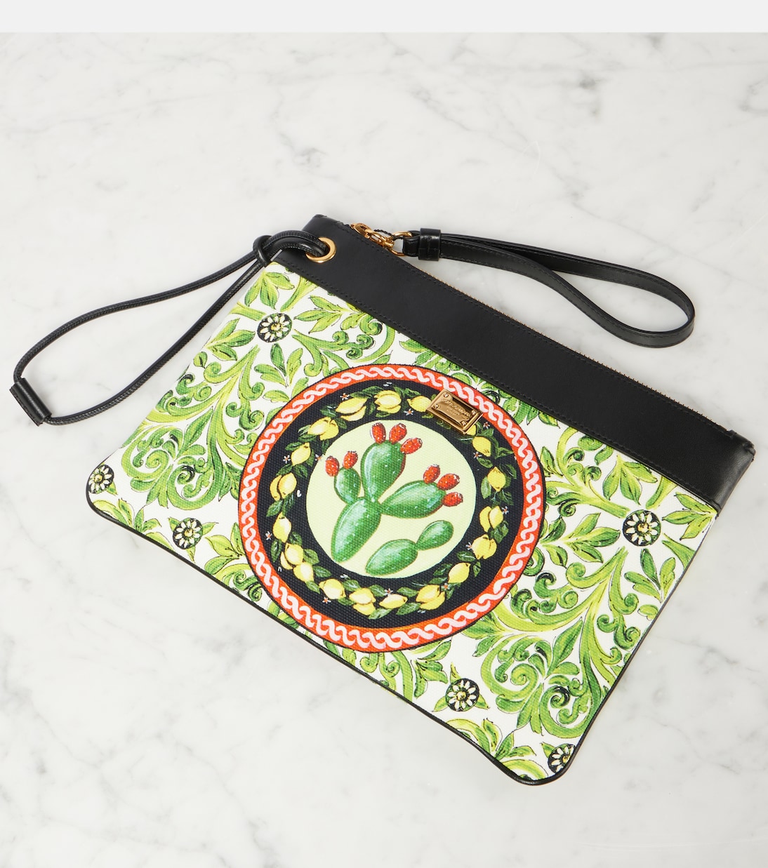 Printed leather-trimmed canvas pouch | Dolce&Gabbana