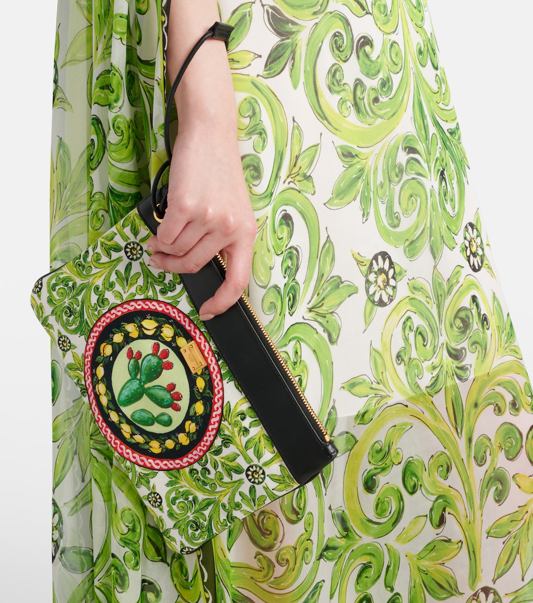Printed leather-trimmed canvas pouch | Dolce&Gabbana