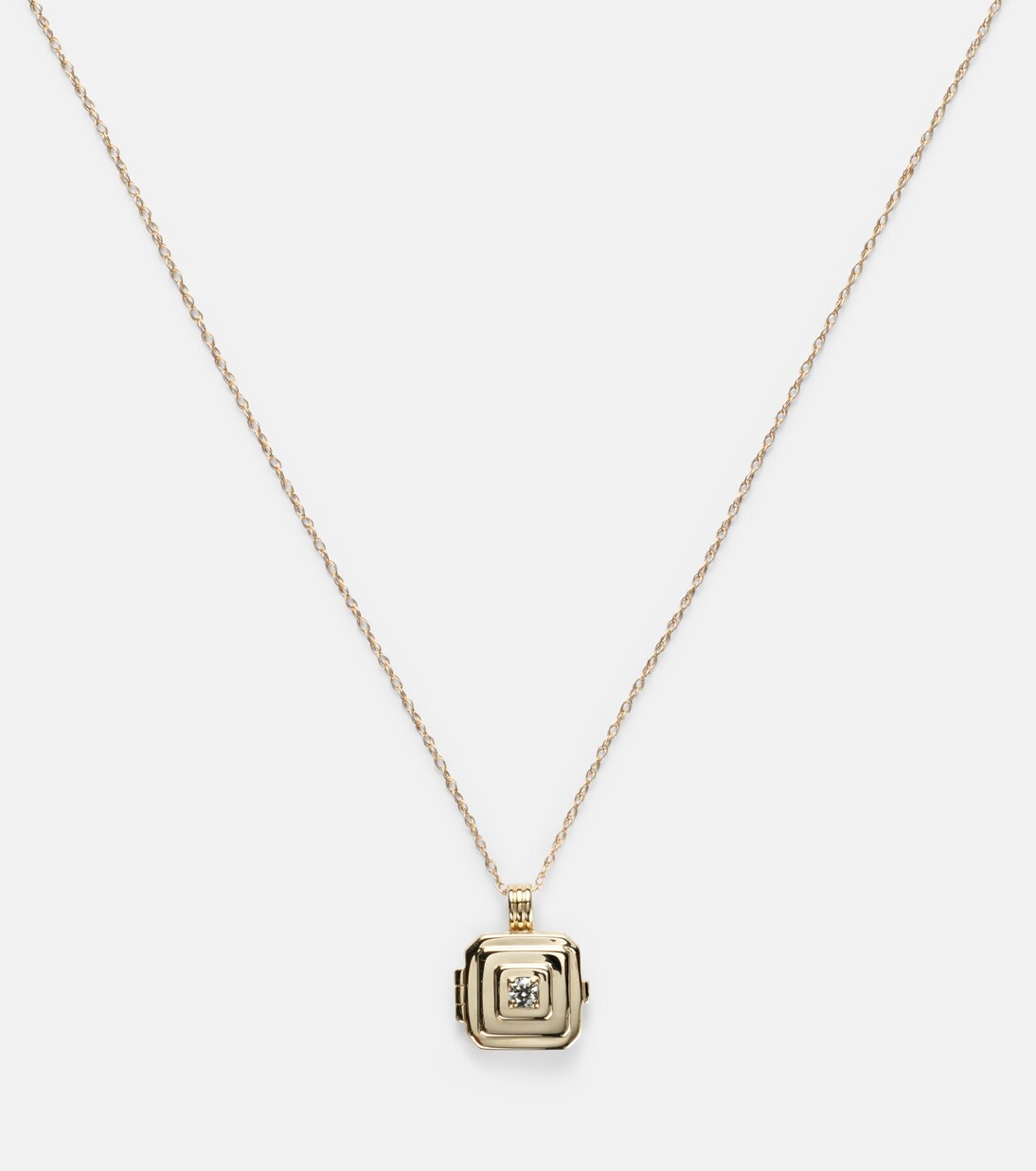 10kt gold locket necklace with diamonds | Stone and Strand