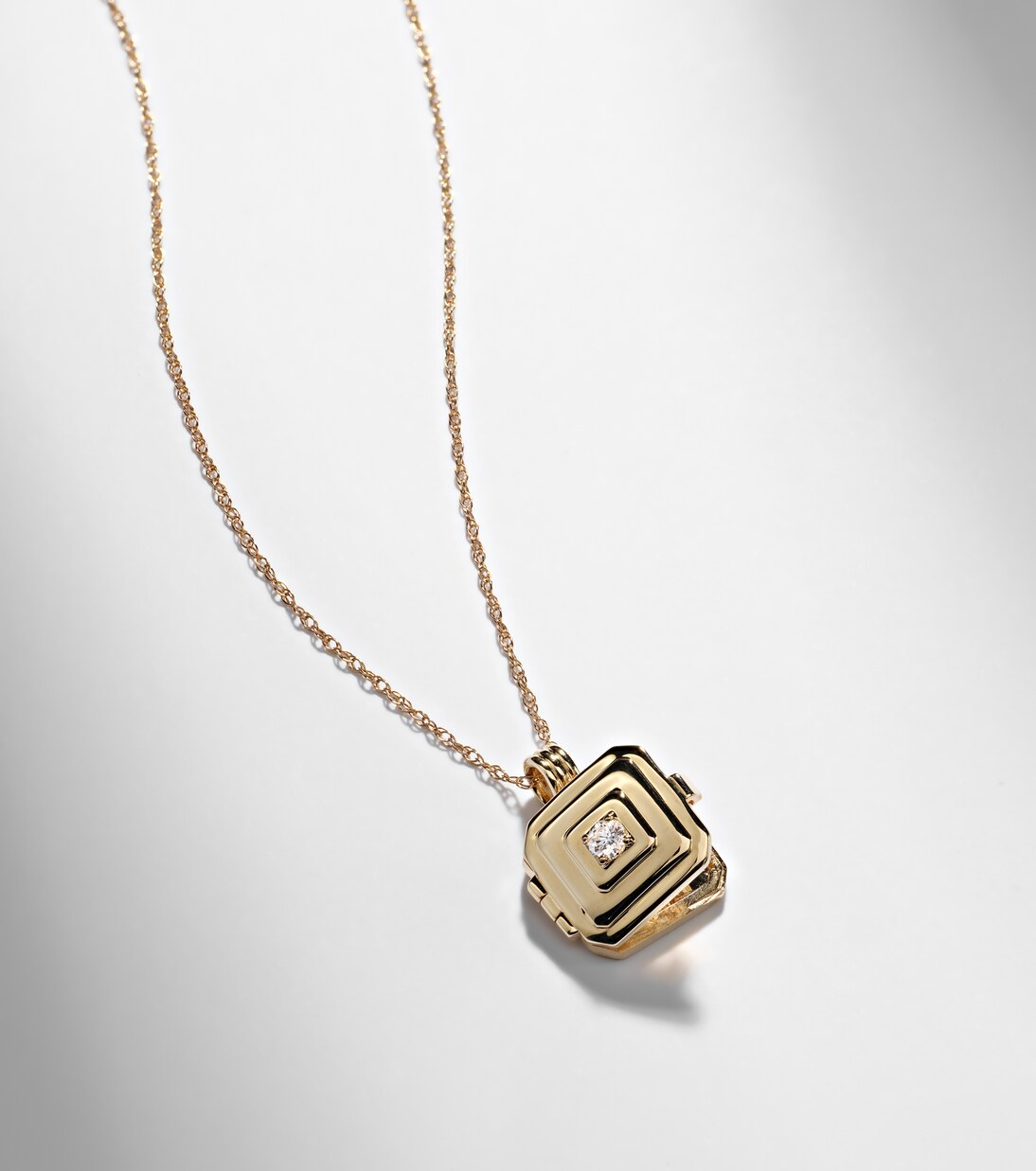 10kt gold locket necklace with diamonds | Stone and Strand