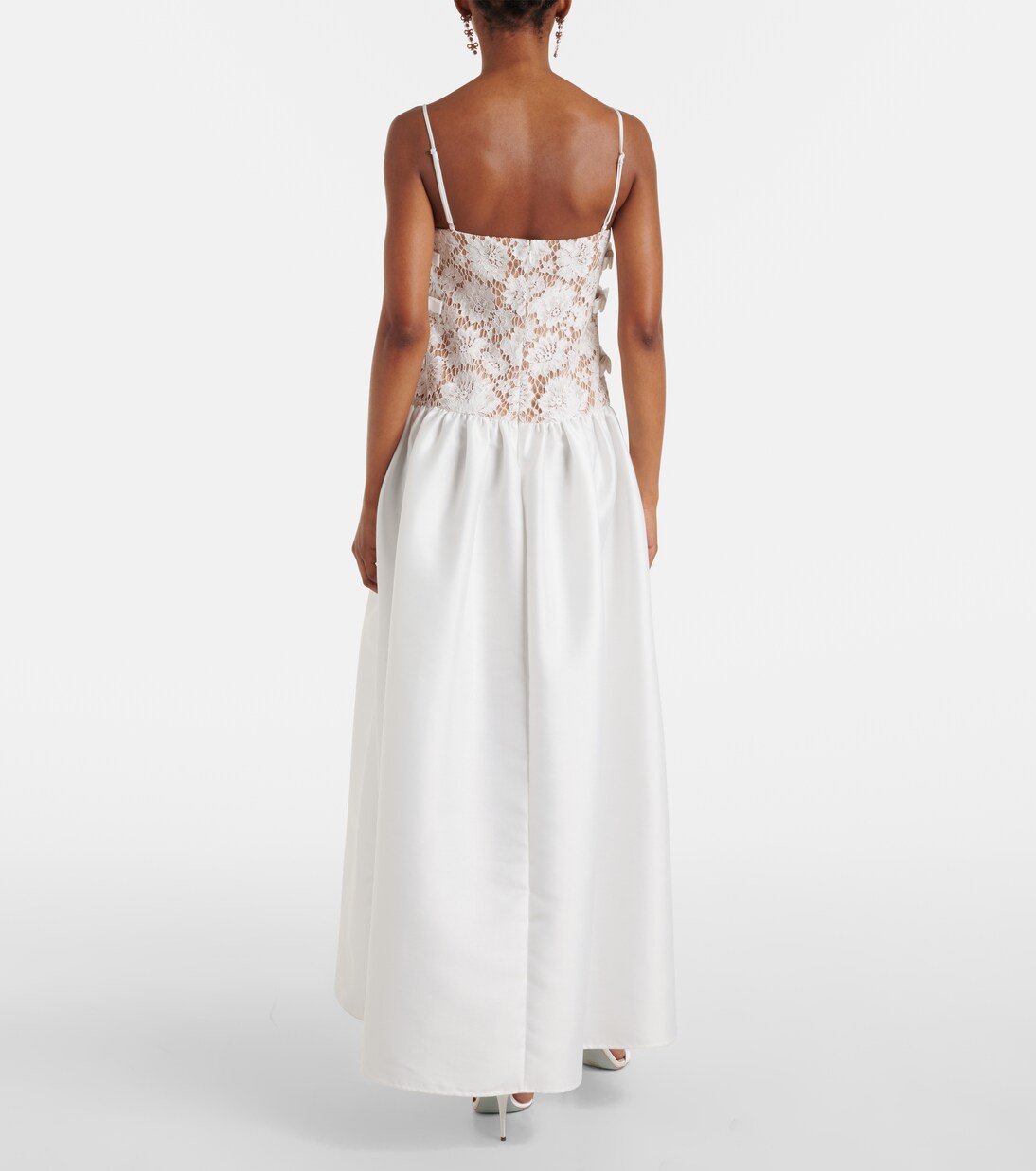 Robe longue en dentelle et satin | Self-Portrait