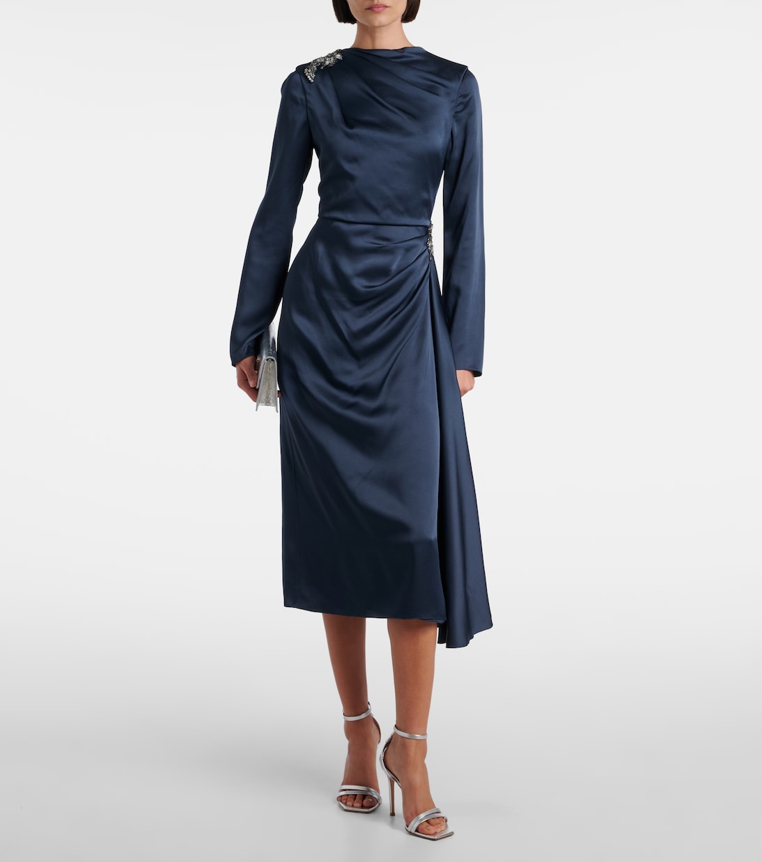 Robe de cocktail en satin à cristaux | Erdem