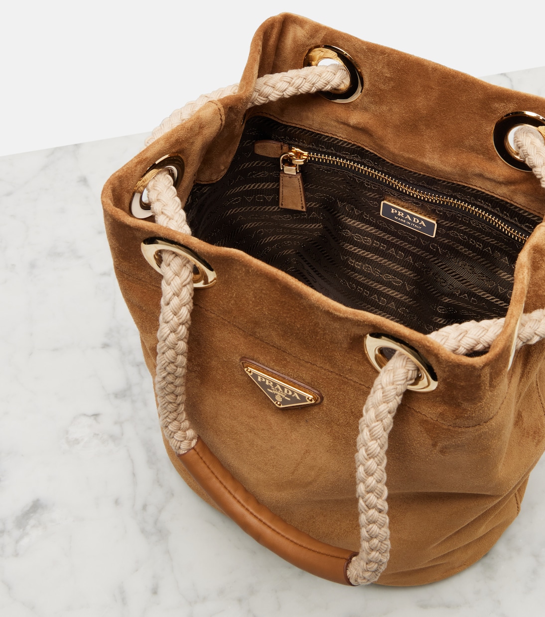 Secchiello Prada Mariner Small in suede | Prada