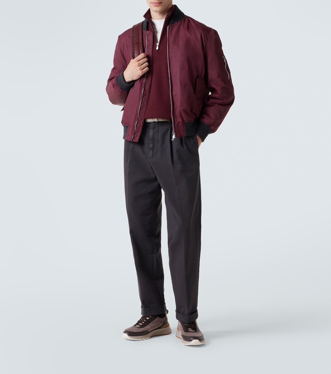 皮革边饰绒面革运动鞋 | Brunello Cucinelli