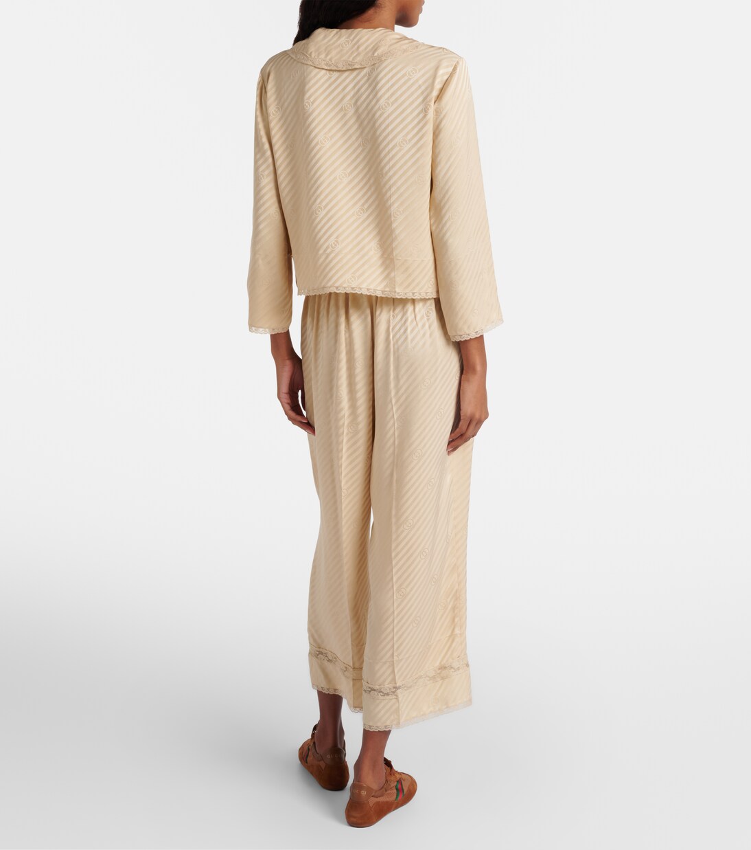 GG silk jacquard cropped wide-leg pants | Gucci