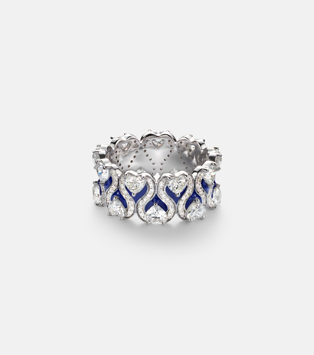 Bague Roman Heart en or blanc 18 ct, émail et diamants | Kamyen