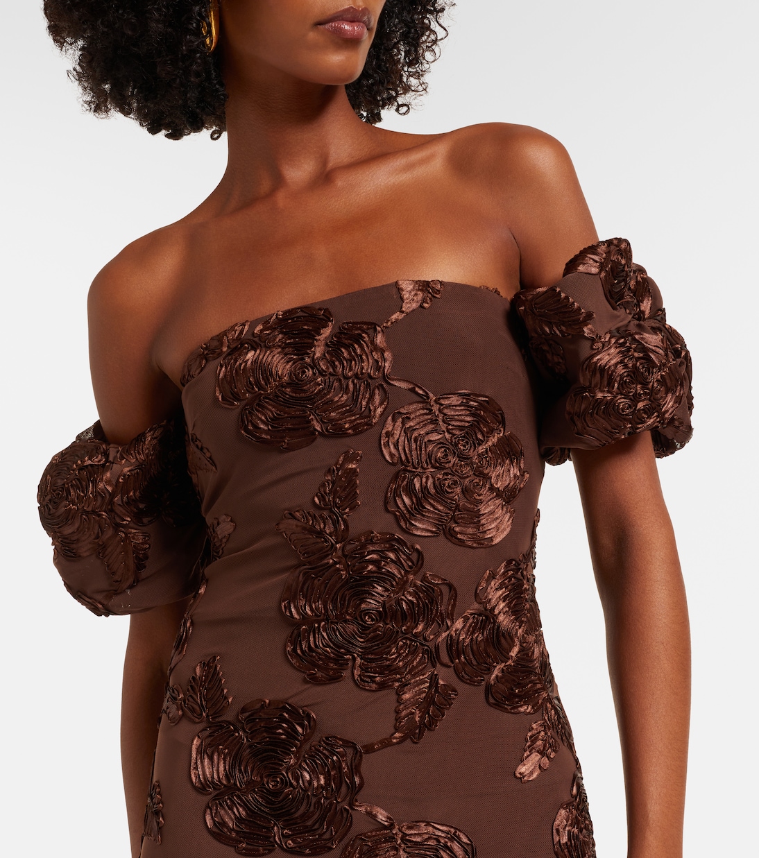 Tasha embroidered off-shoulder maxi dress | Rotate