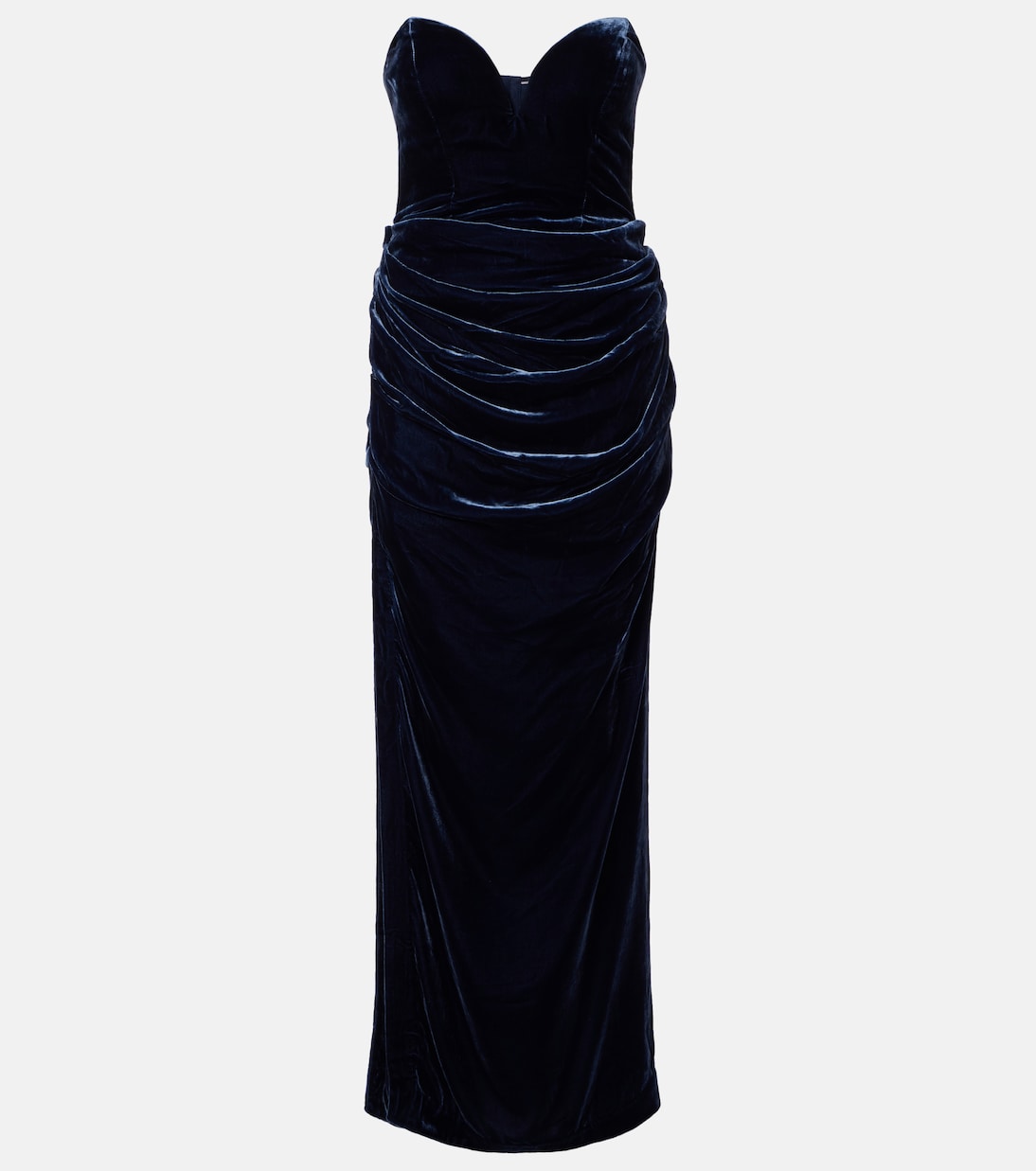Vilma draped strapless velvet gown | Rotate