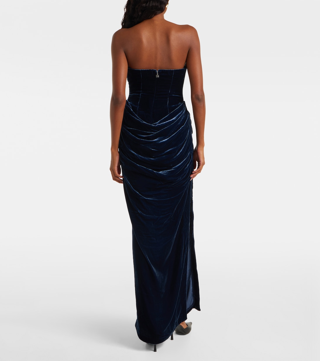 Vilma draped strapless velvet gown | Rotate
