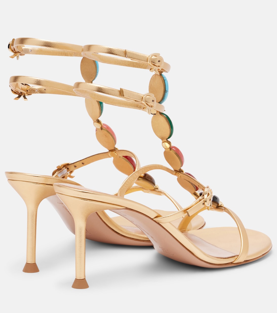 Sandales en cuir métallisé à ornements | Gianvito Rossi