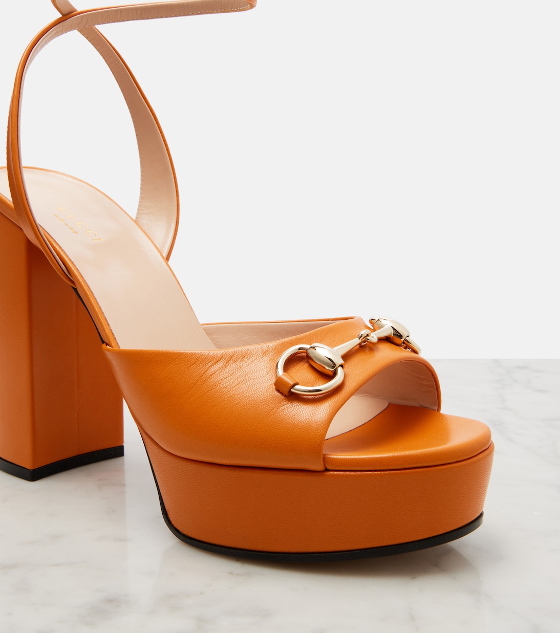 Horsebit leather platform sandals | Gucci