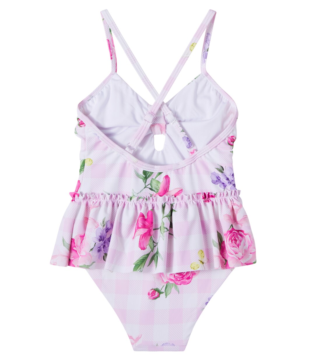 Floral gingham ruffled swimsuit | Monnalisa