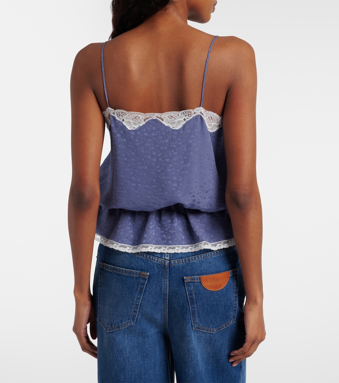 Lace-trimmed silk jacquard camisole | Chloé