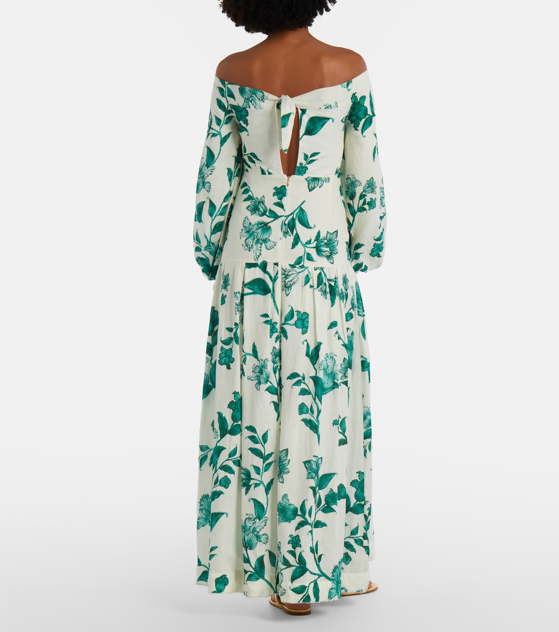 Senlis printed off-shoulder linen maxi dress | Agua by Agua Bendita