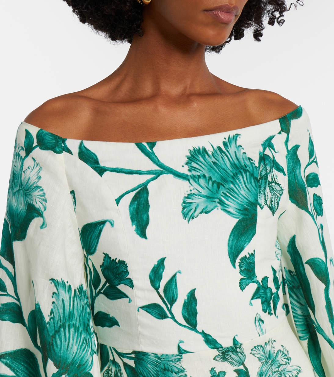 Senlis printed off-shoulder linen maxi dress | Agua by Agua Bendita