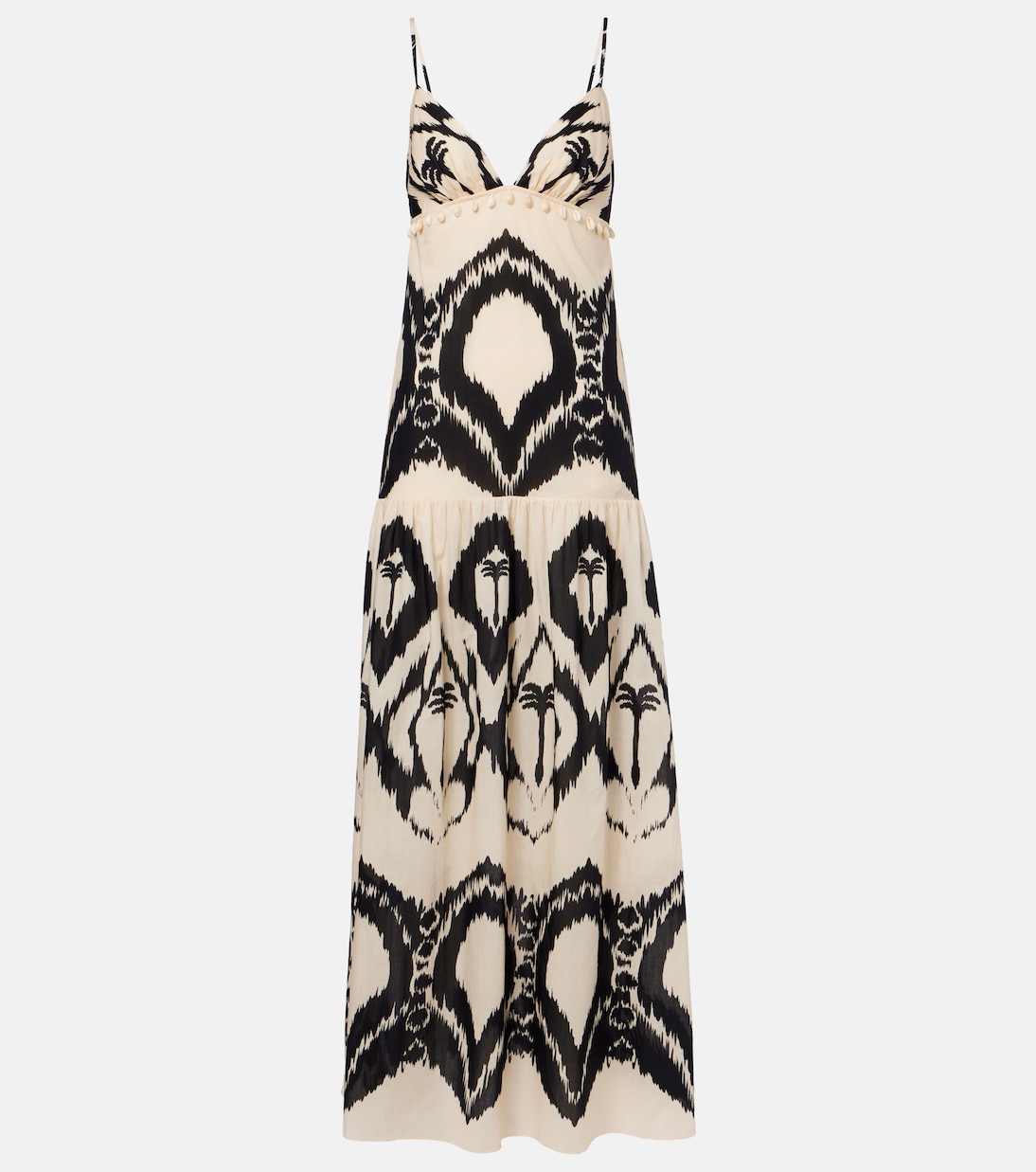 Abito lungo in popeline di cotone con stampa | Johanna Ortiz