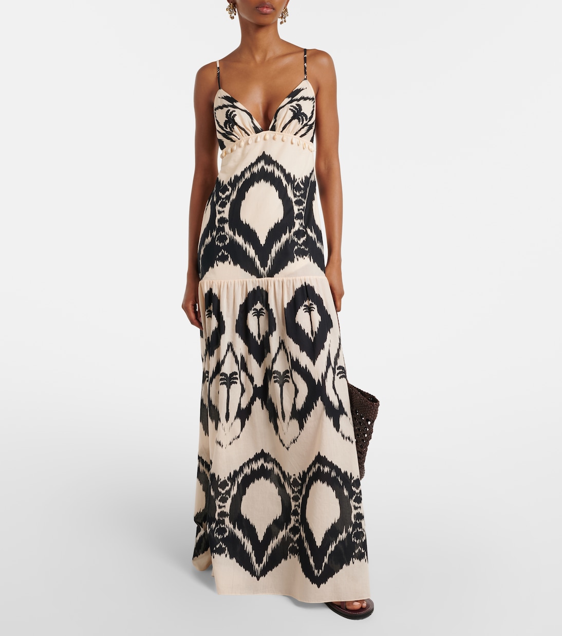 Abito lungo in popeline di cotone con stampa | Johanna Ortiz