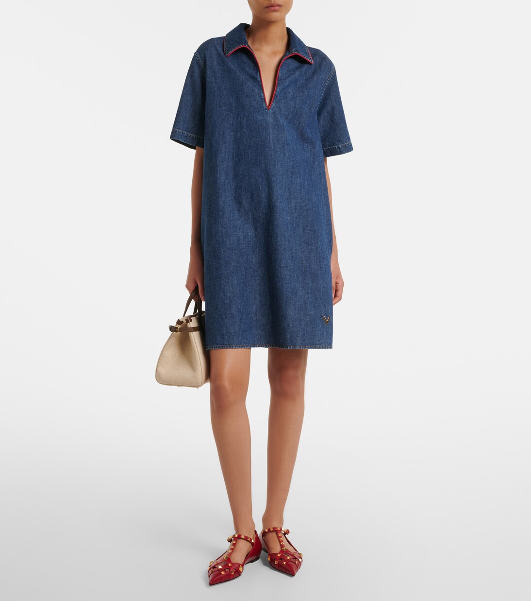 VGold denim midi dress | Valentino