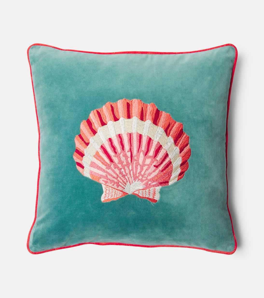 Embroidered cotton velvet cushion | Les-Ottomans