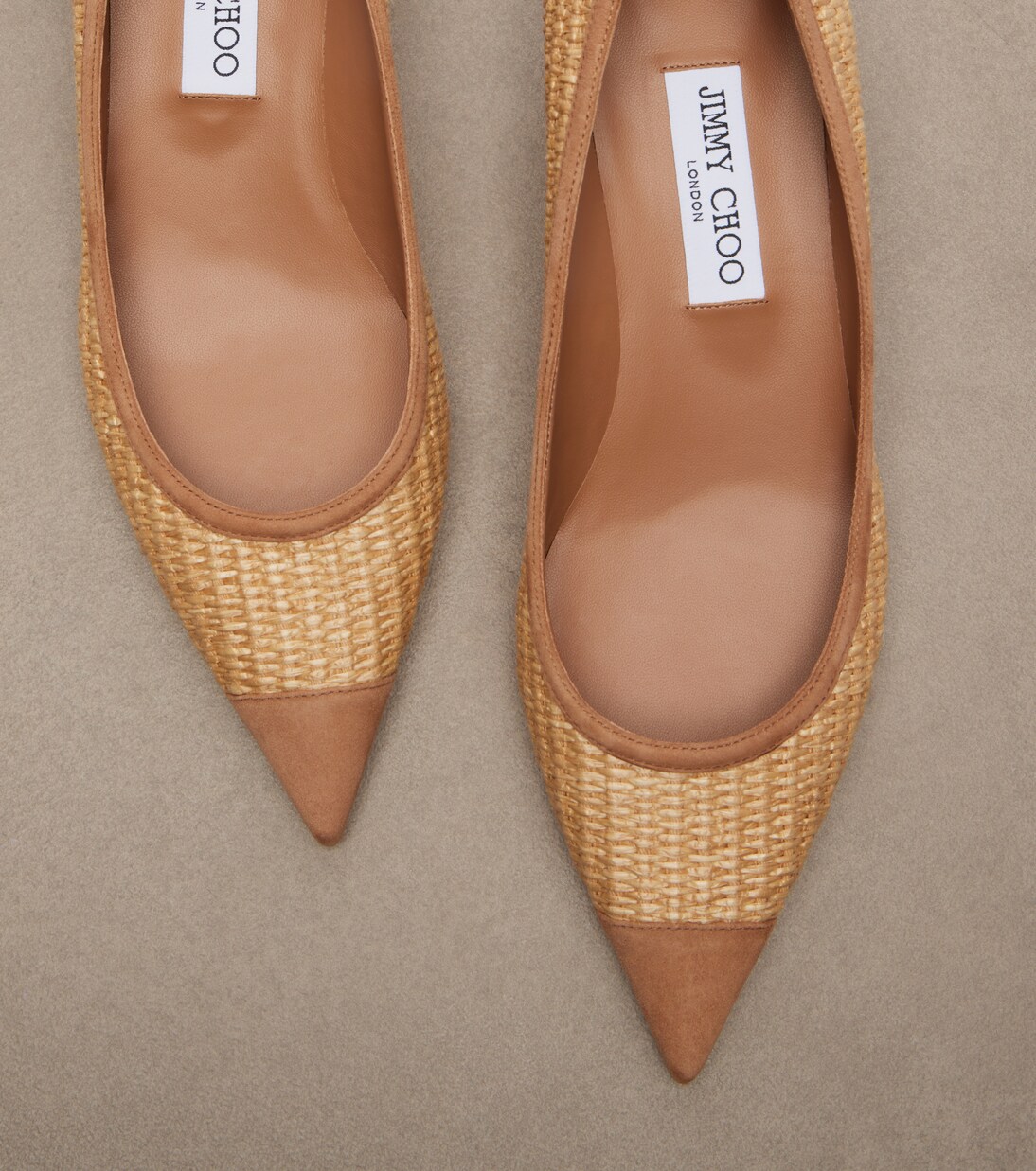 Amelia suede-trimmed raffia pumps | Jimmy Choo