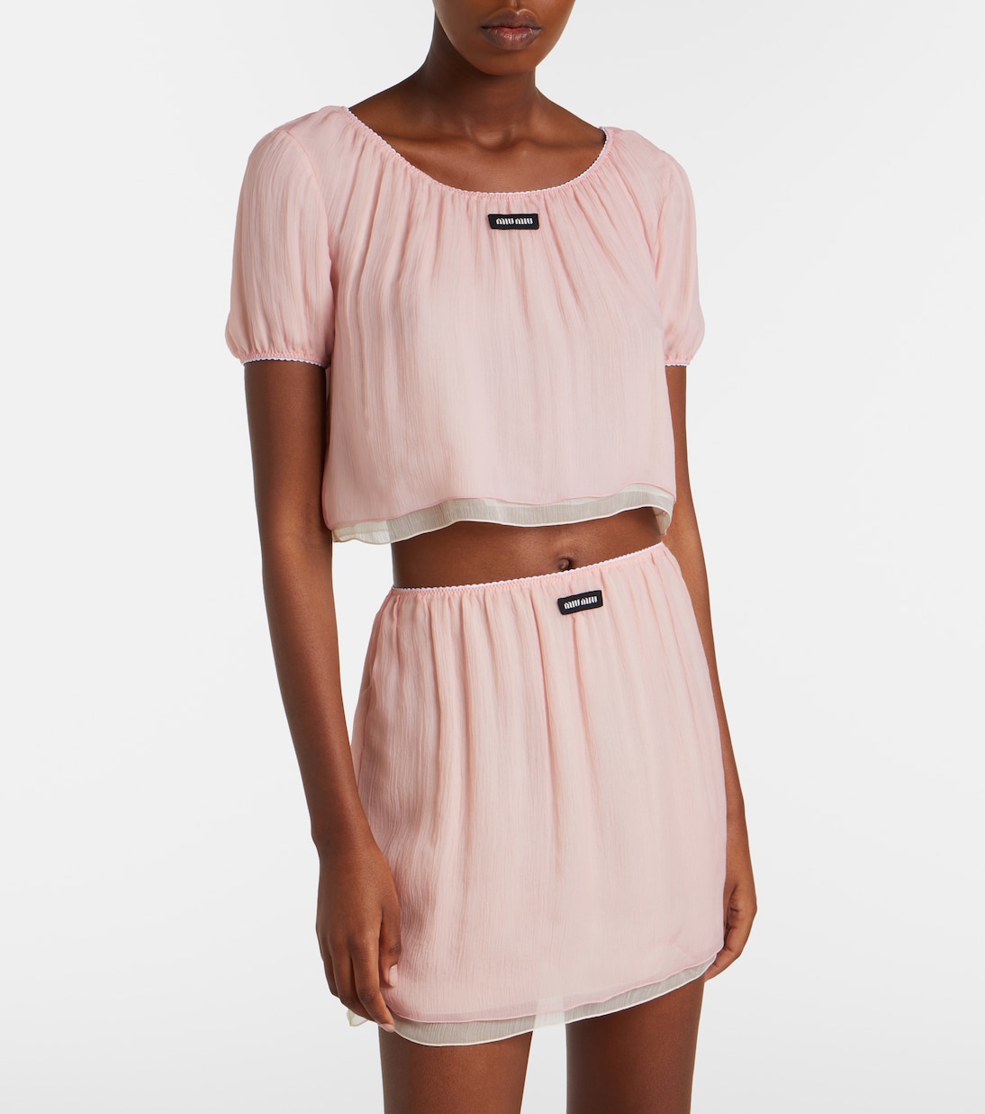 Silk chiffon crop top | Miu Miu