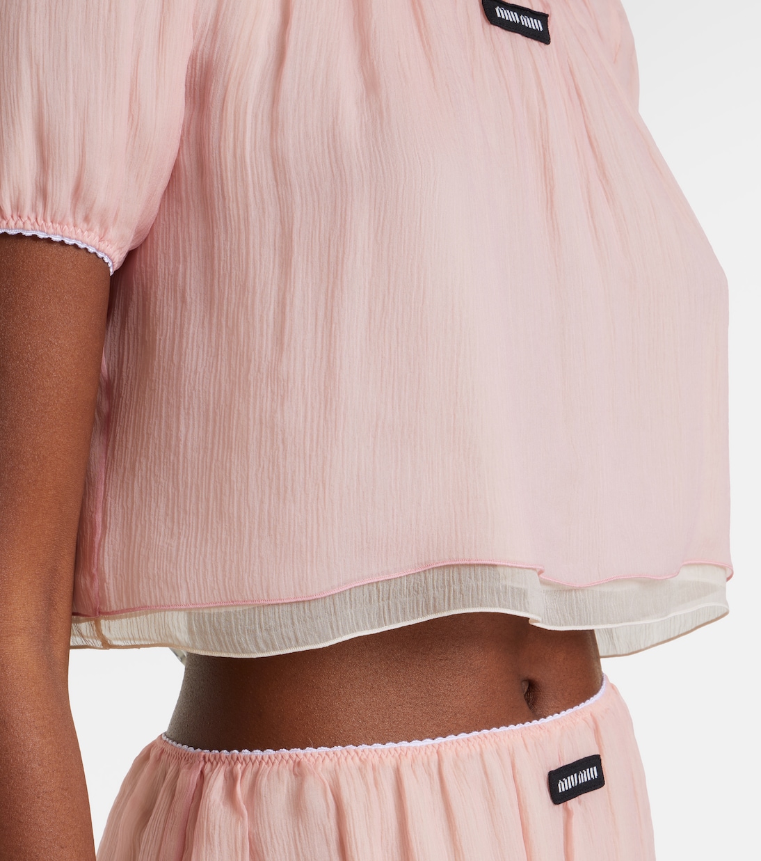 Silk chiffon crop top | Miu Miu