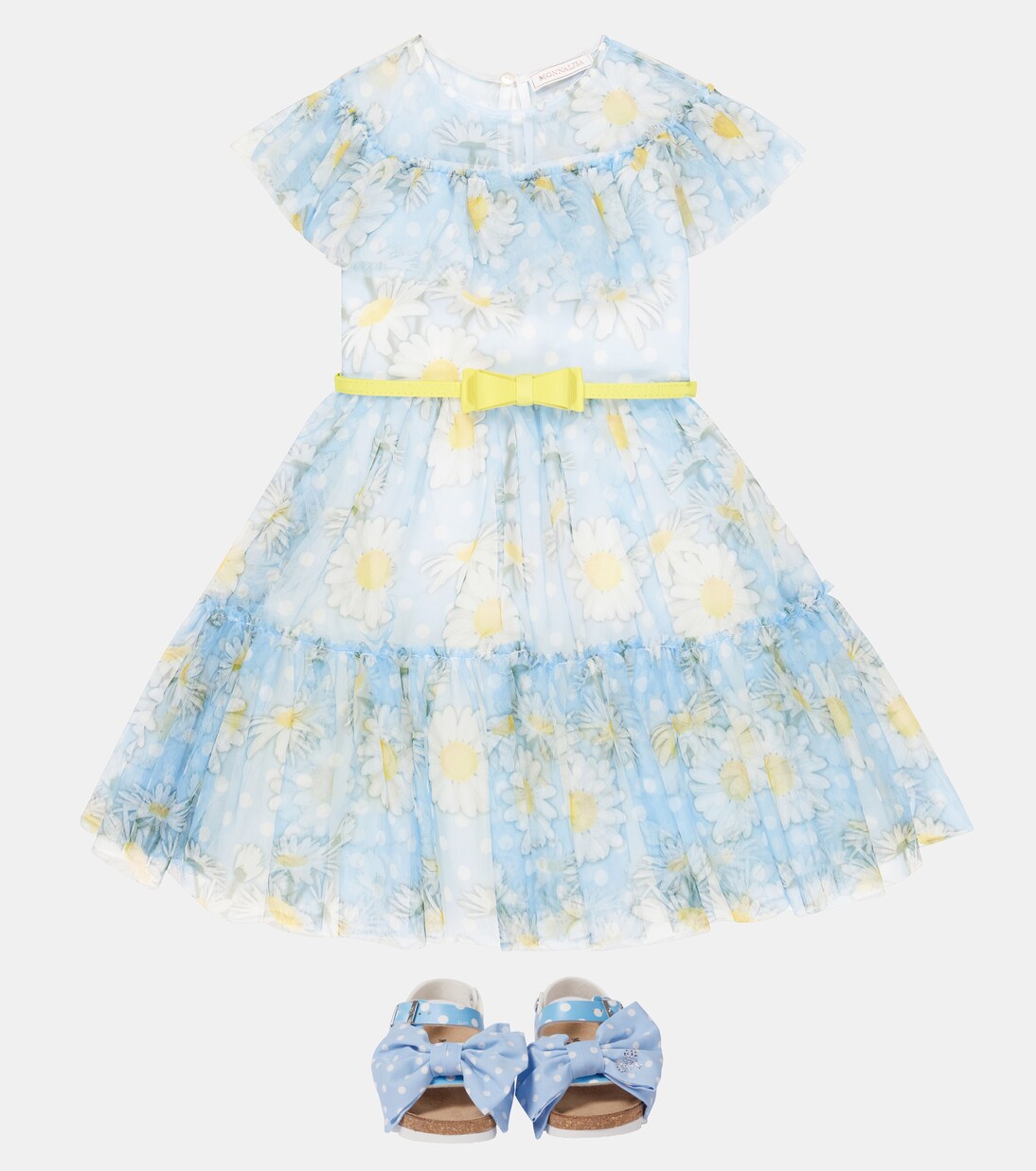 Floral tulle belted dress | Monnalisa