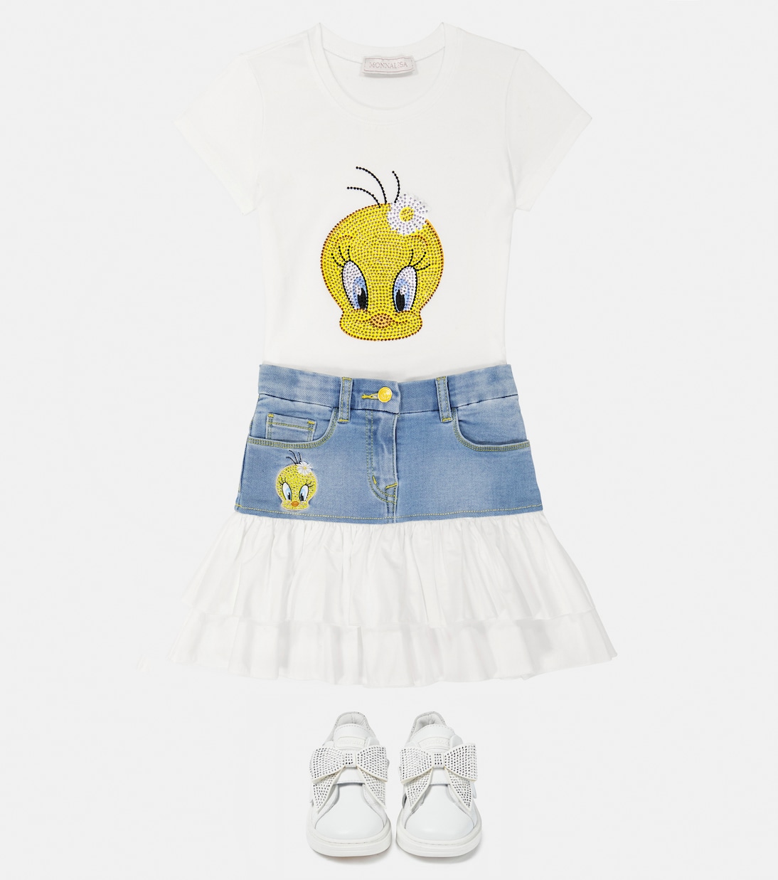 Jupe en jean à ornements | Monnalisa