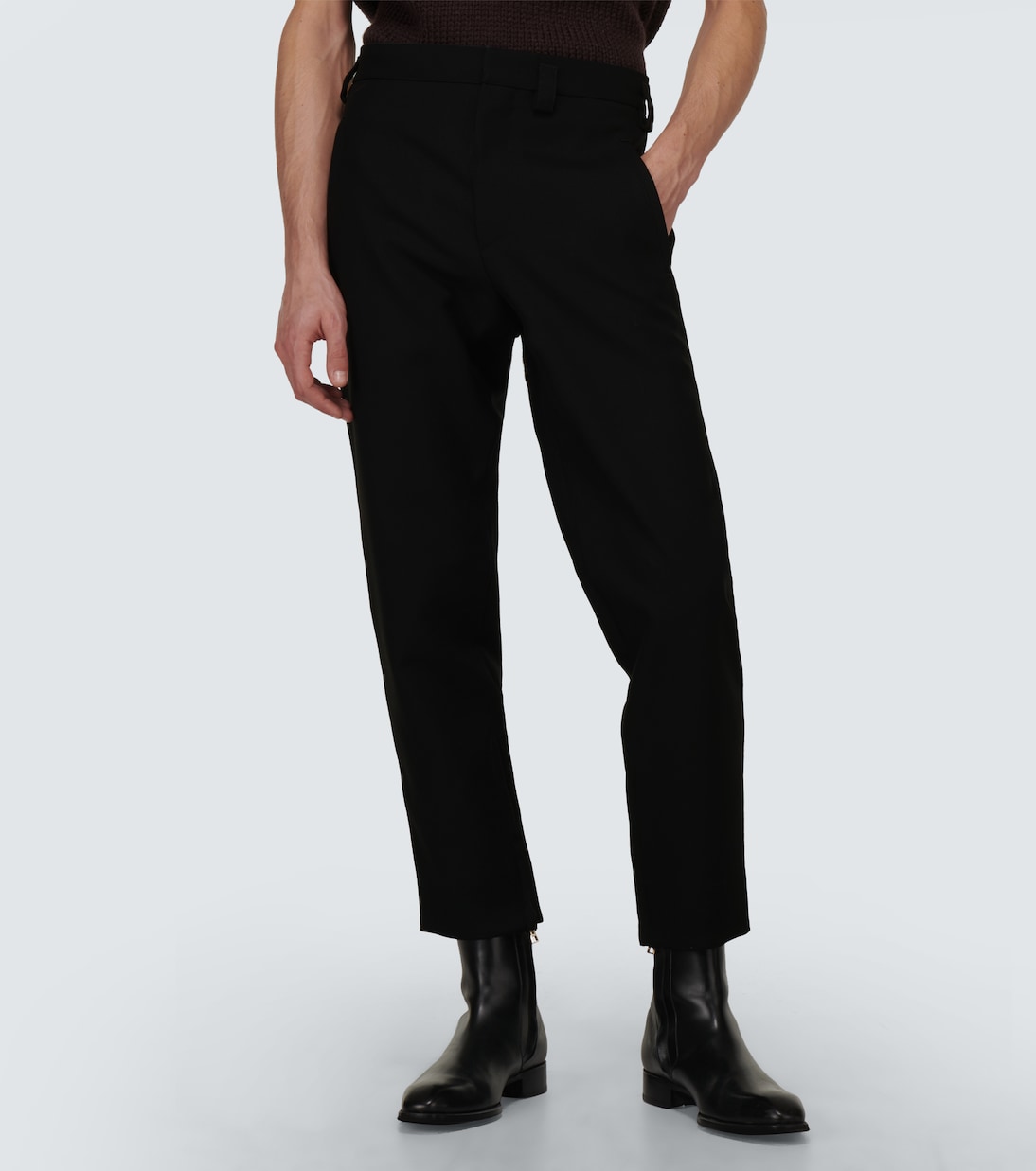Pantalones slim de lana y piel | Jil Sander