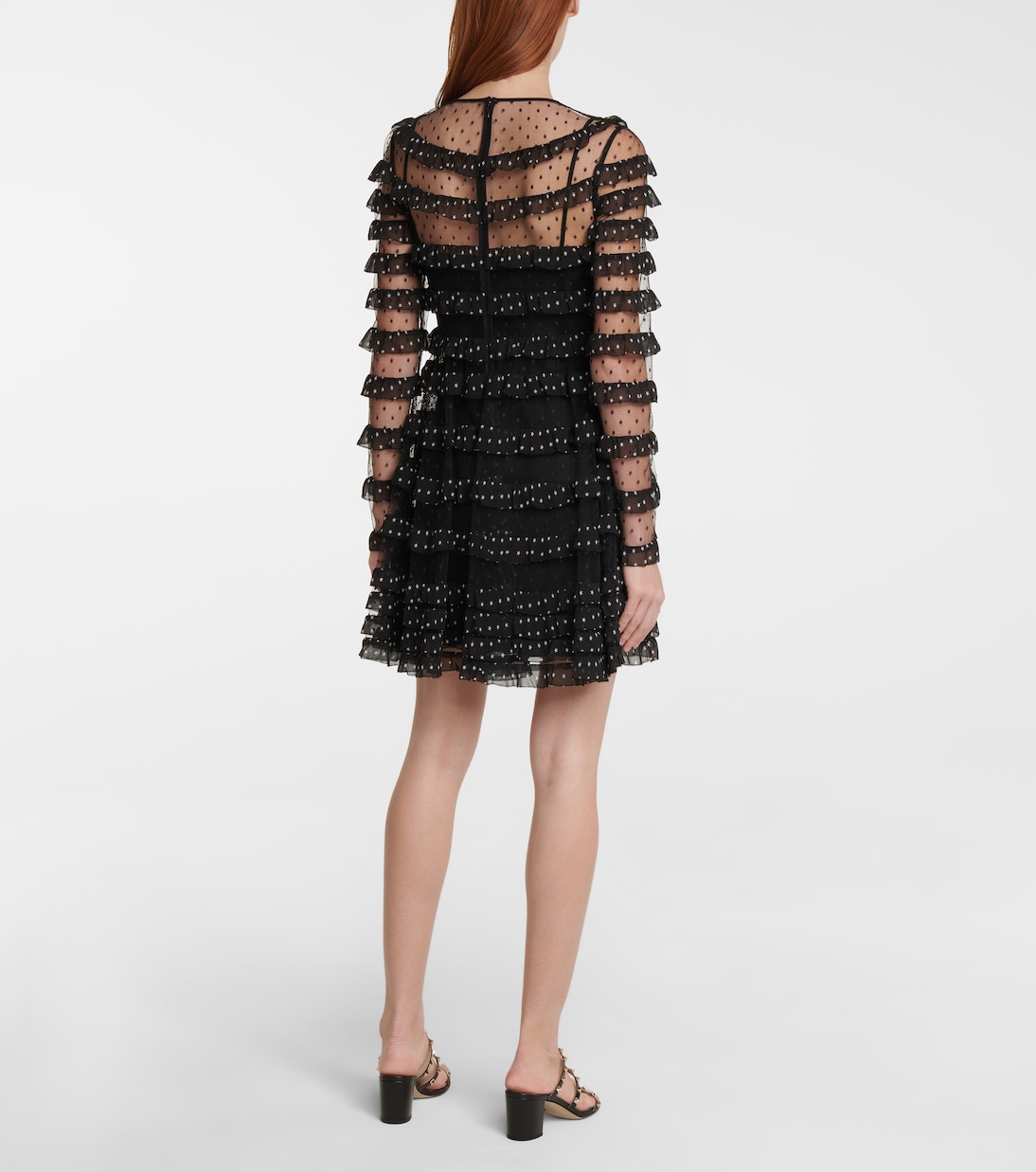 Miniabito in georgette e tulle point d'esprit | REDValentino