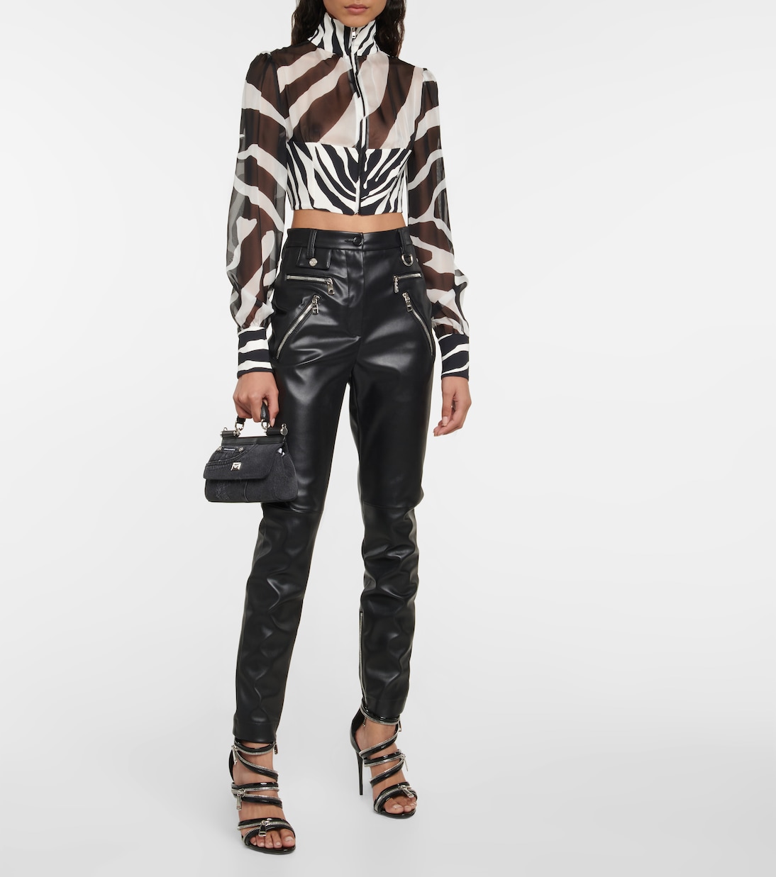 High-Rise-Hose aus Leder | Dolce&Gabbana