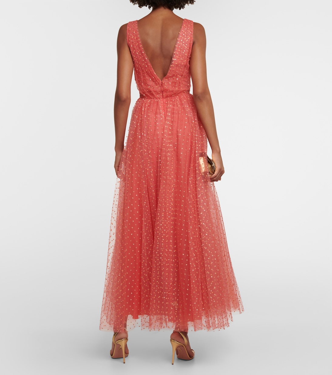 Abito lungo in tulle con decorazioni | Monique Lhuillier