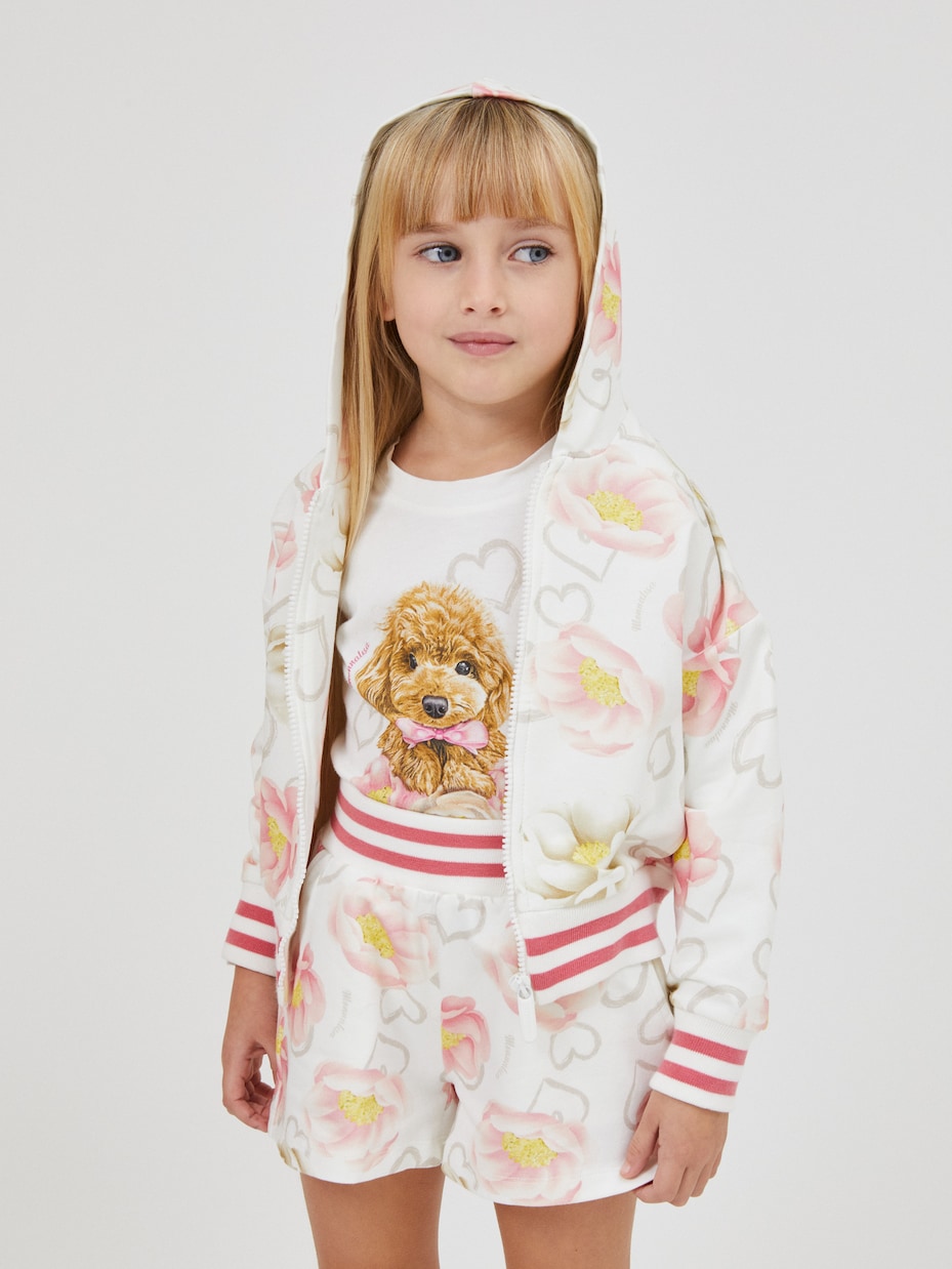 Sweat-shirt à capuche imprimé en coton | Monnalisa