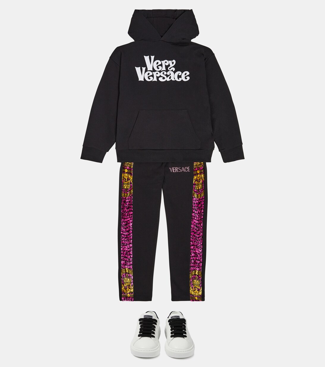 Baroccodile cotton-blend jersey sweatpants | Versace Kids