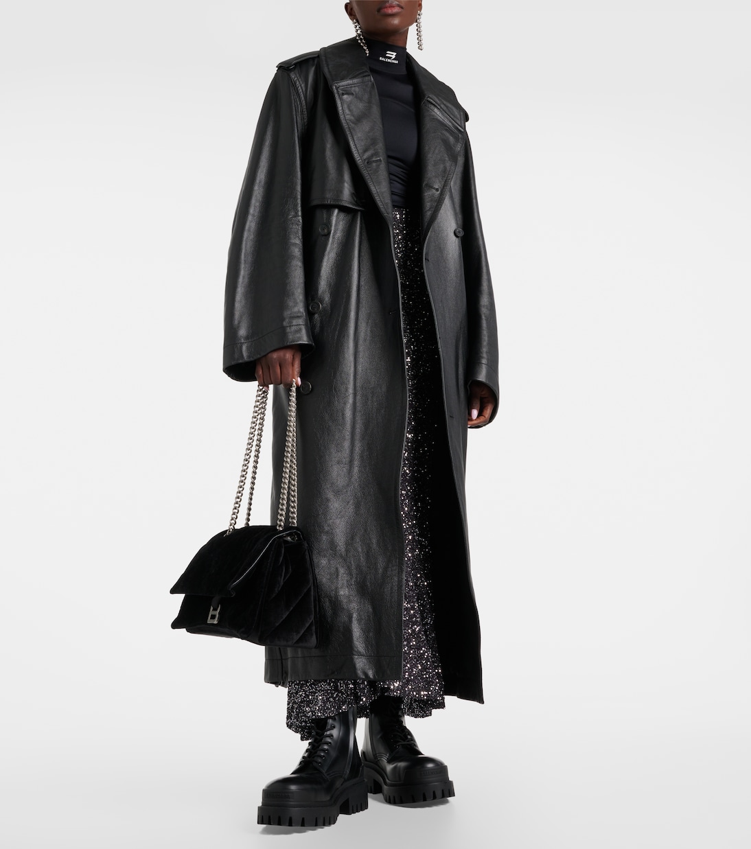 Cocoon leather trench coat | Balenciaga