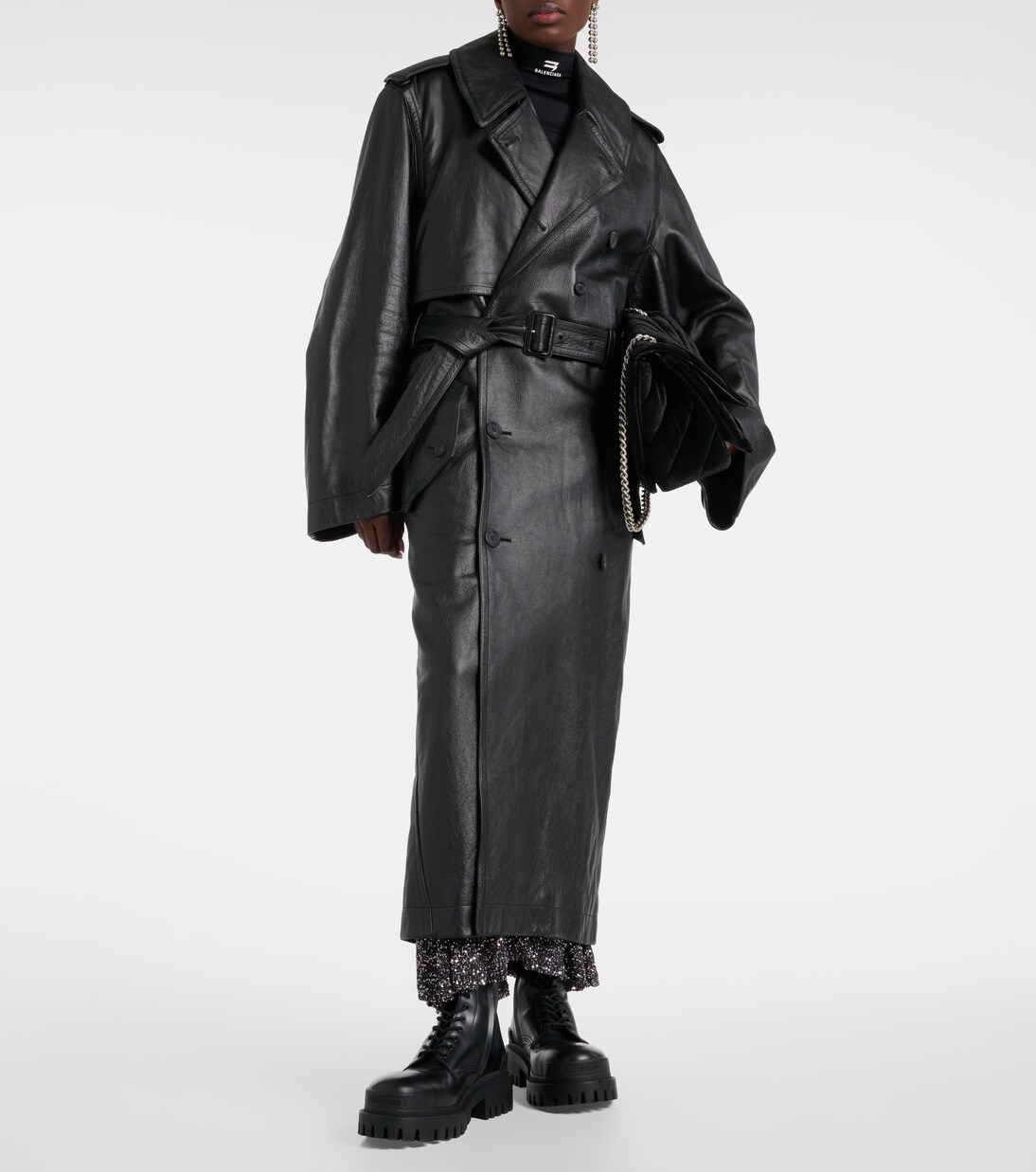 Cocoon leather trench coat | Balenciaga