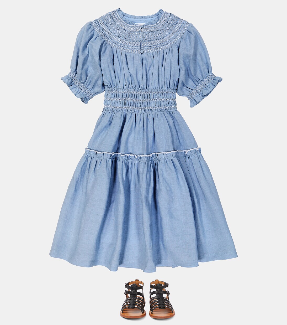 Evelina embroidered ramie dress | C'era Una Volta