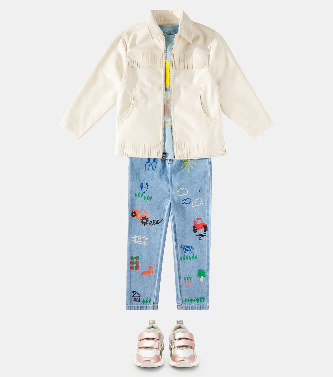 Fringed faux leather jacket | Stella McCartney Kids