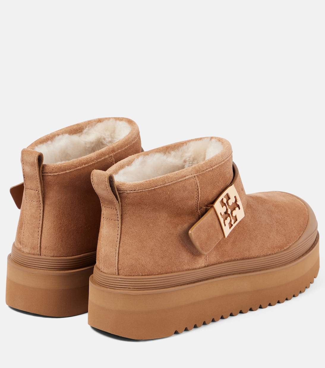 Mellow shearling-lined suede platform ankle boots | Tory Burch