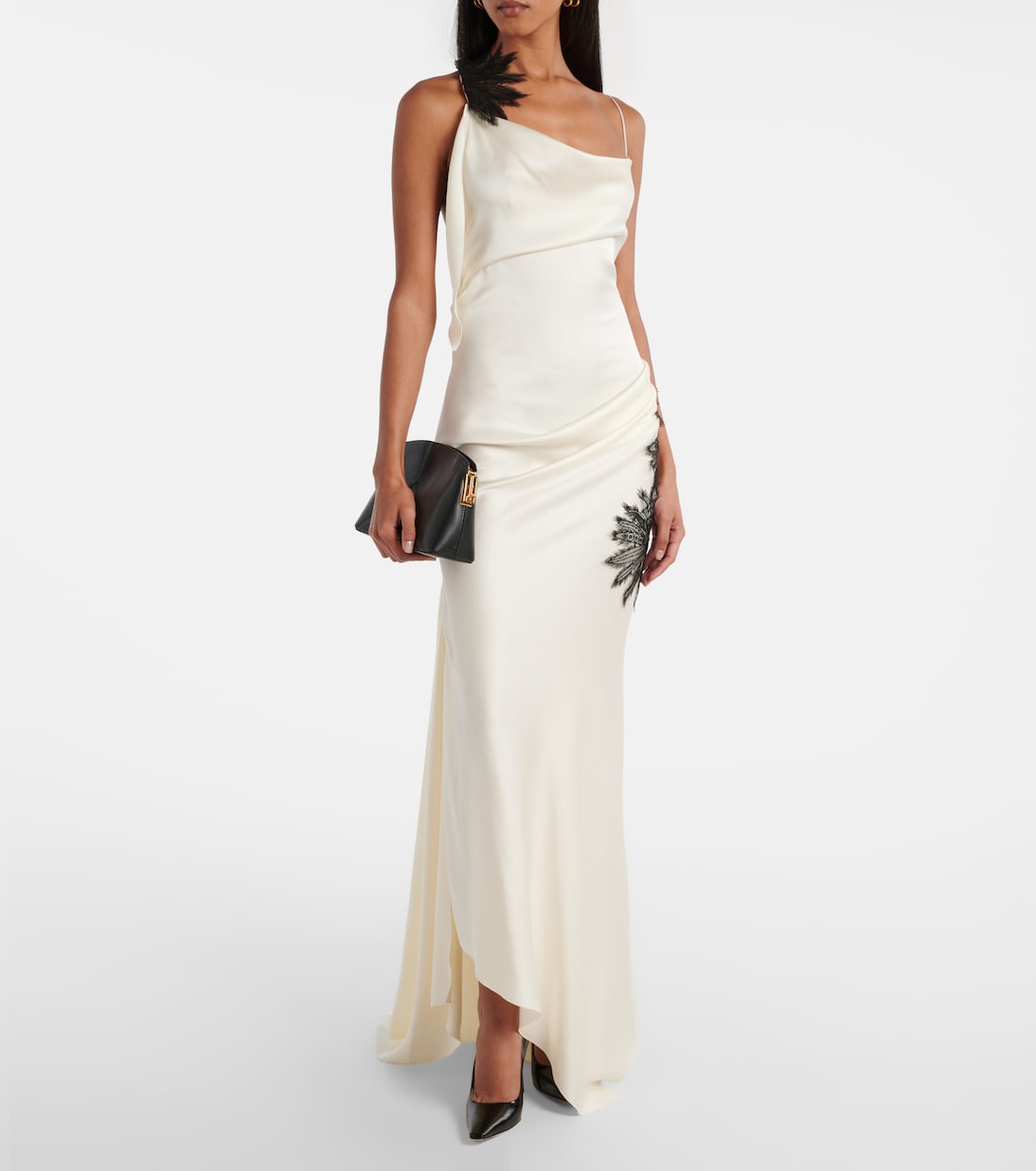 Robe longue en crêpe de satin à fleurs | Victoria Beckham