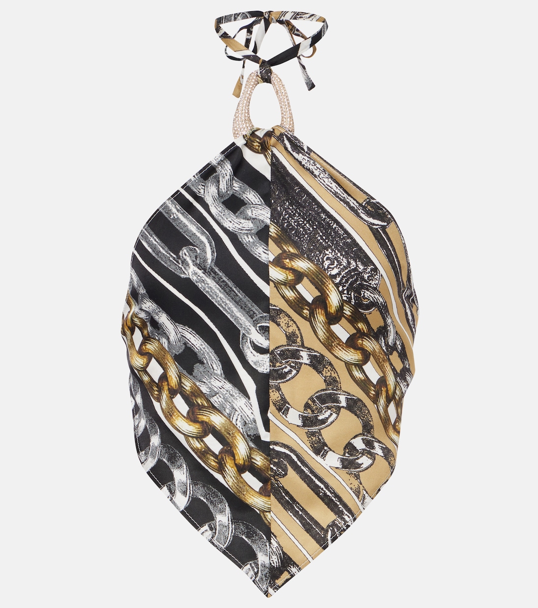 Bedrucktes Cropped-Top mit Kristallen | Area