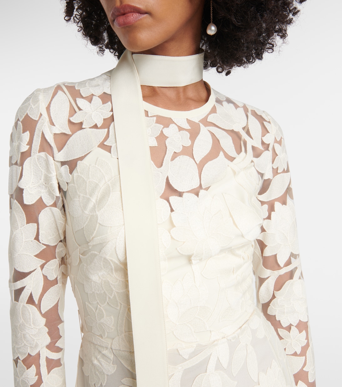 Besticktes Midikleid aus Tüll | Elie Saab