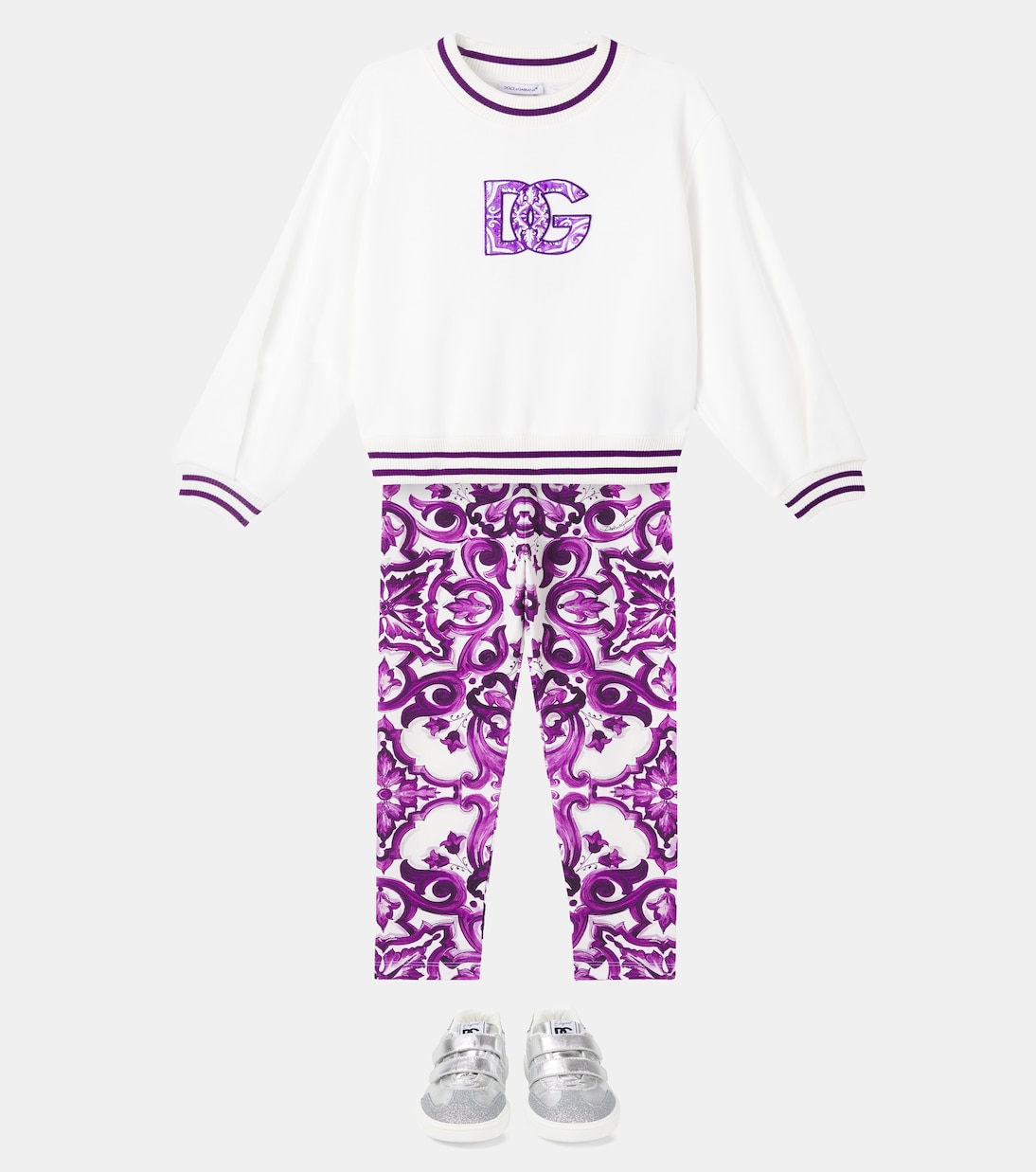 Leggins Majolica in misto cotone | Dolce&Gabbana Kids