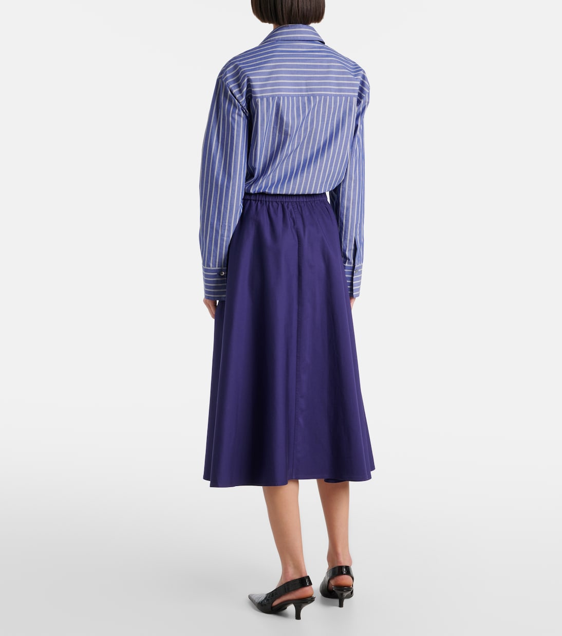 High-Rise-Midirock aus Baumwolle | Vince