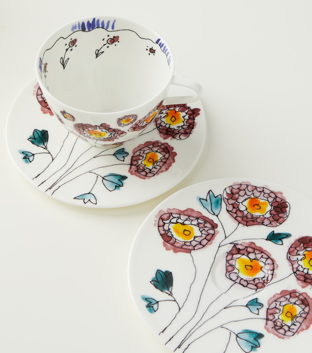 Midnight Flowers Anemone Milk porcelain breakfast set by Marni | Serax